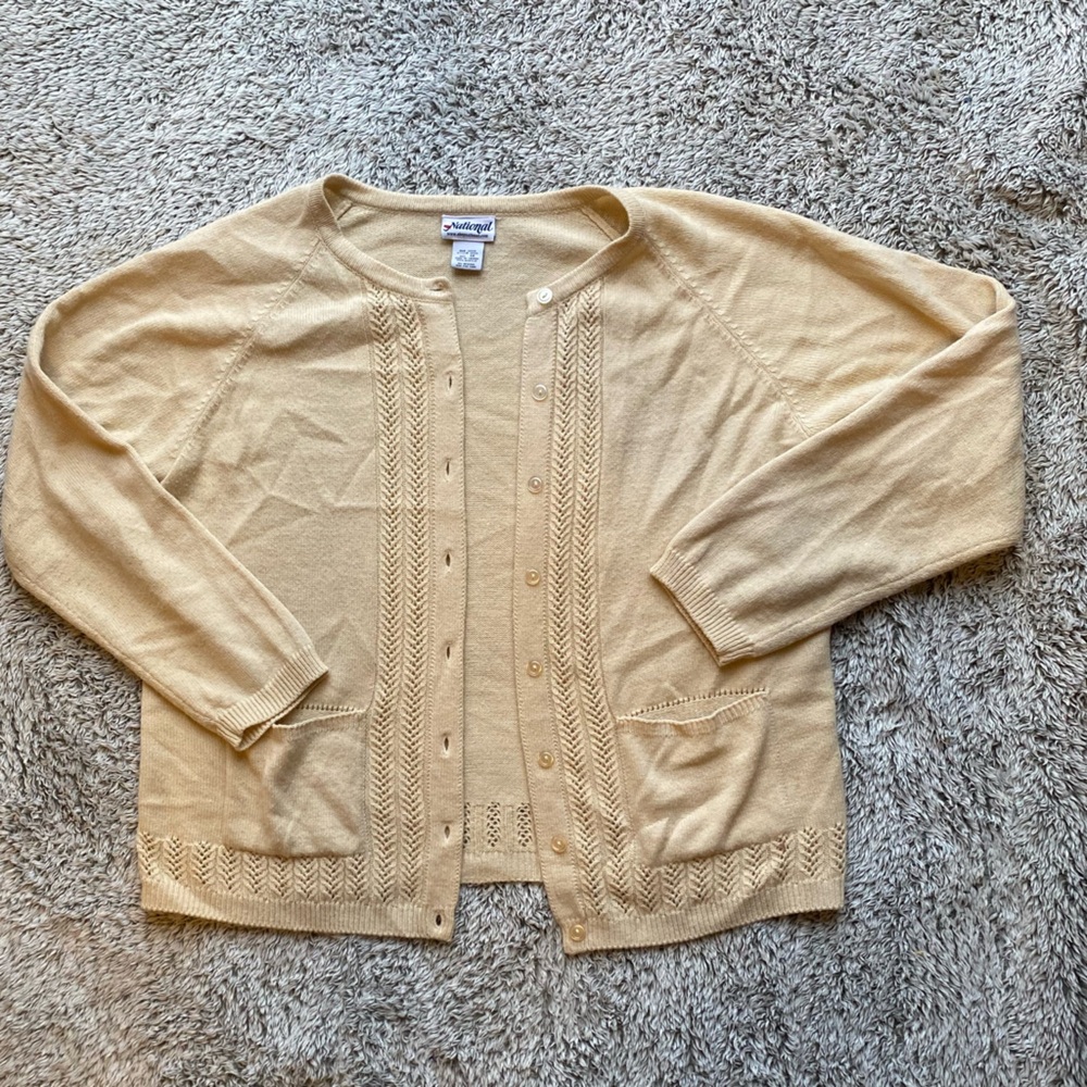 Vintage Classic Tan Knit Cardigan
